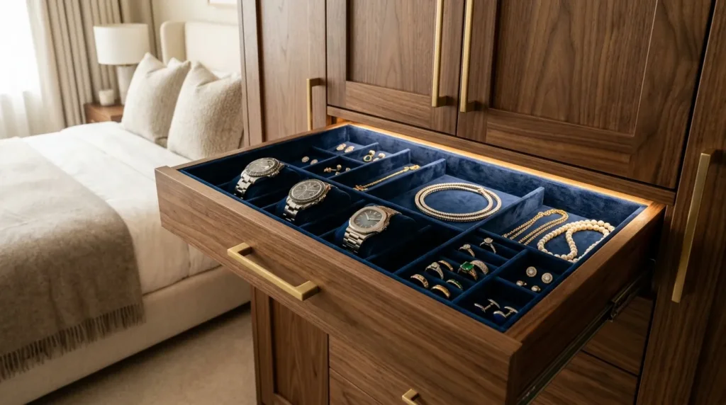 Add velvet or fabric lined drawers