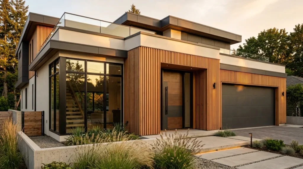 Add vertical wood slat accents