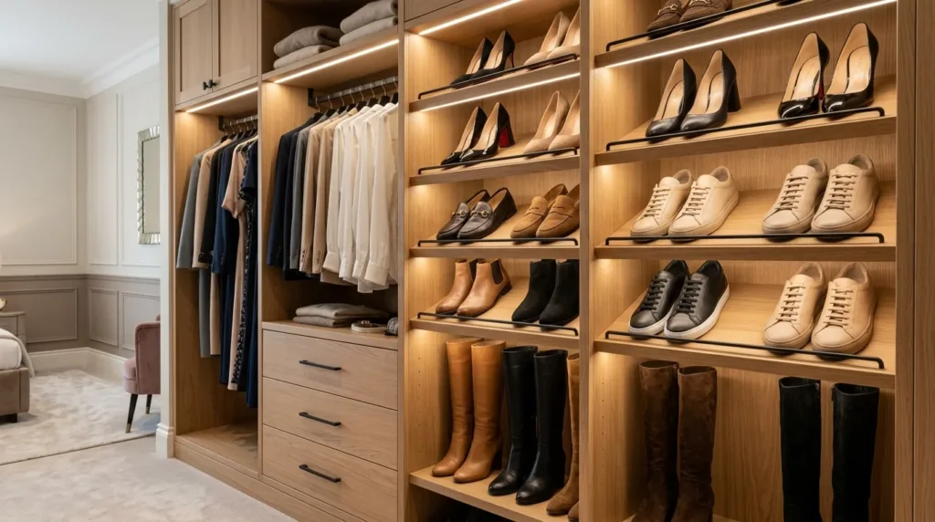 Add a dedicated shoe storage section