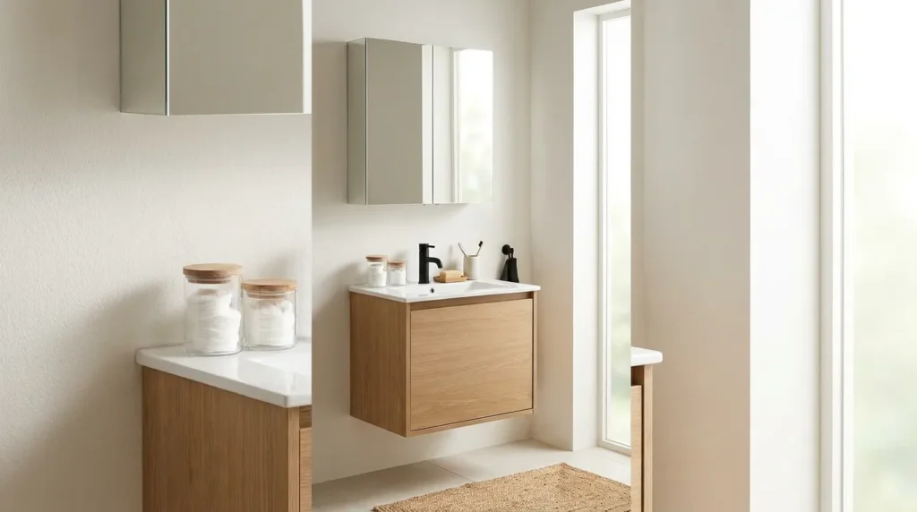 Add a mirrored cabinet instead of a standard mirror