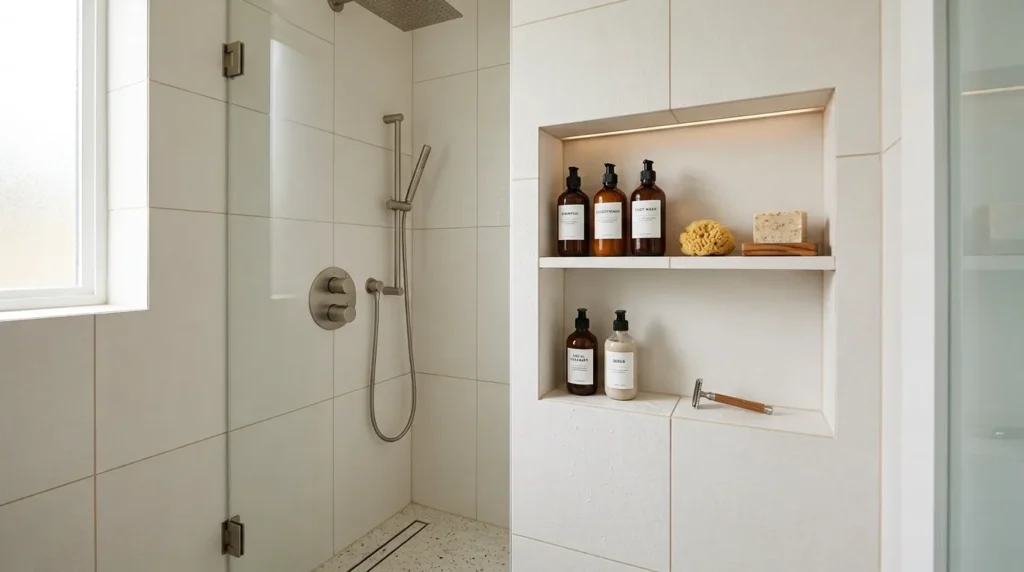 Add a recessed niche in the shower