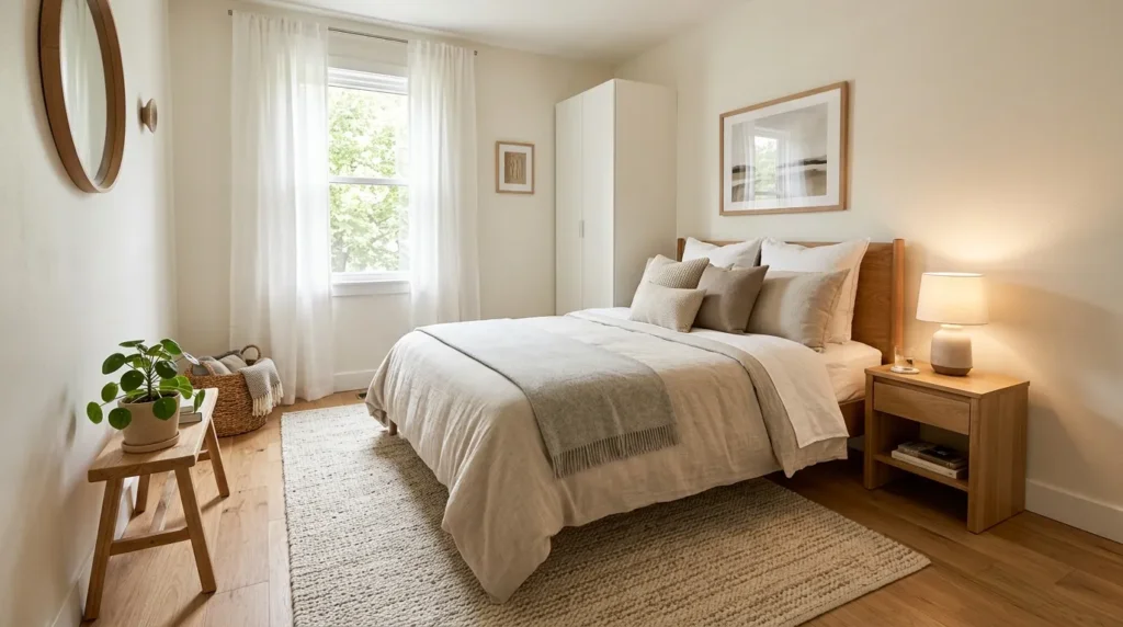 Add a rug to define the space without adding bulk