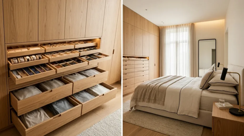 Built in drawers instead of freestanding dressers