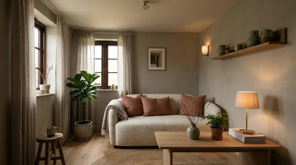 Choose warm, muted paint colors instead of stark white