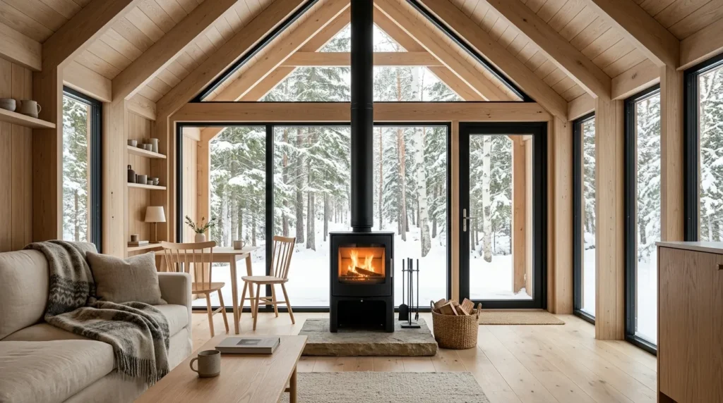 Incorporate a wood burning stove or fireplace