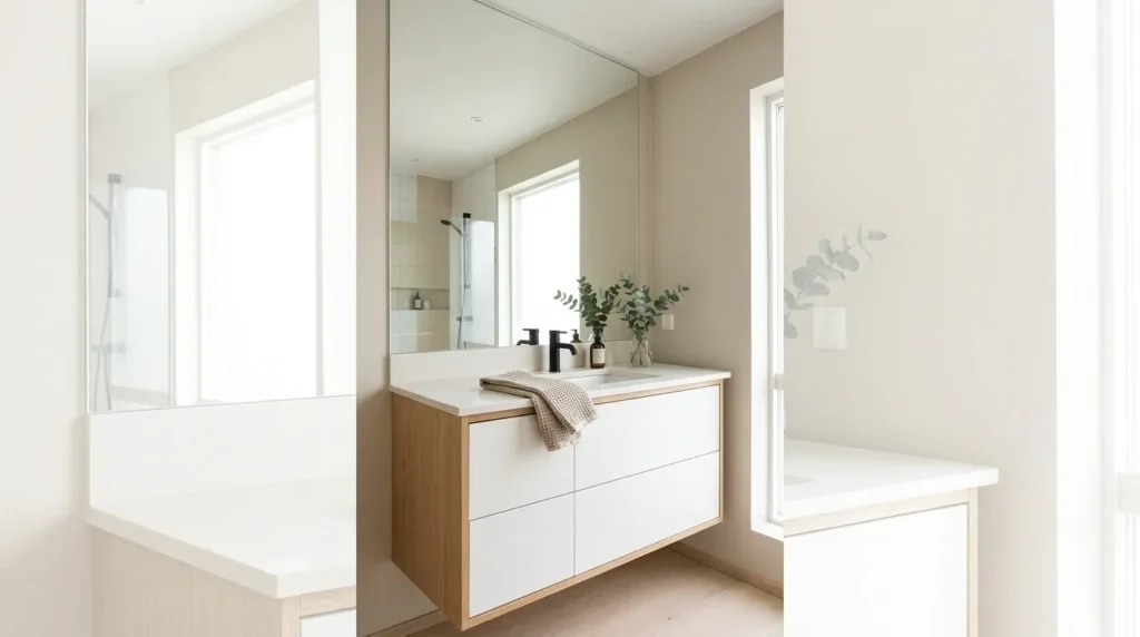 Install a large mirror to visually expand the room