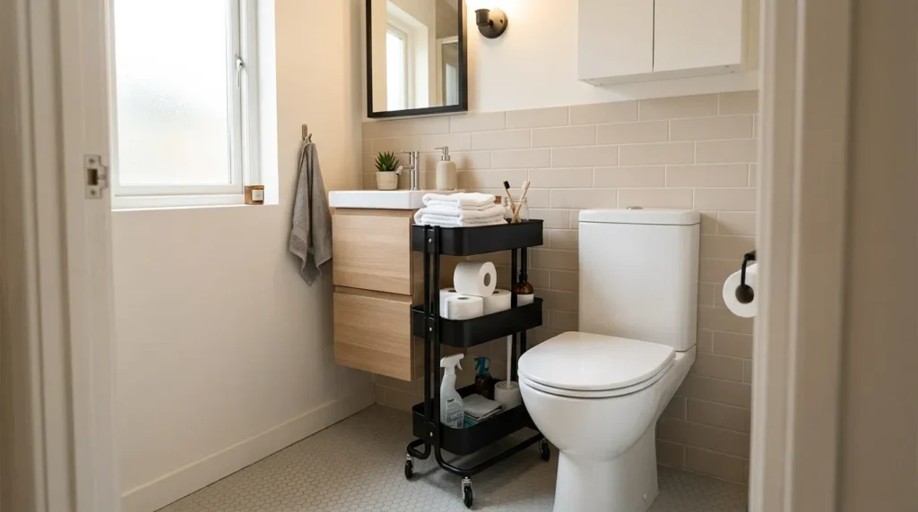 Install a slim rolling cart