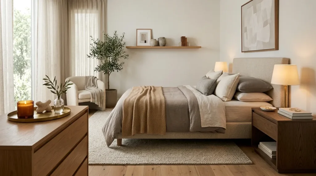 Keep surfaces curated, not empty or cluttered