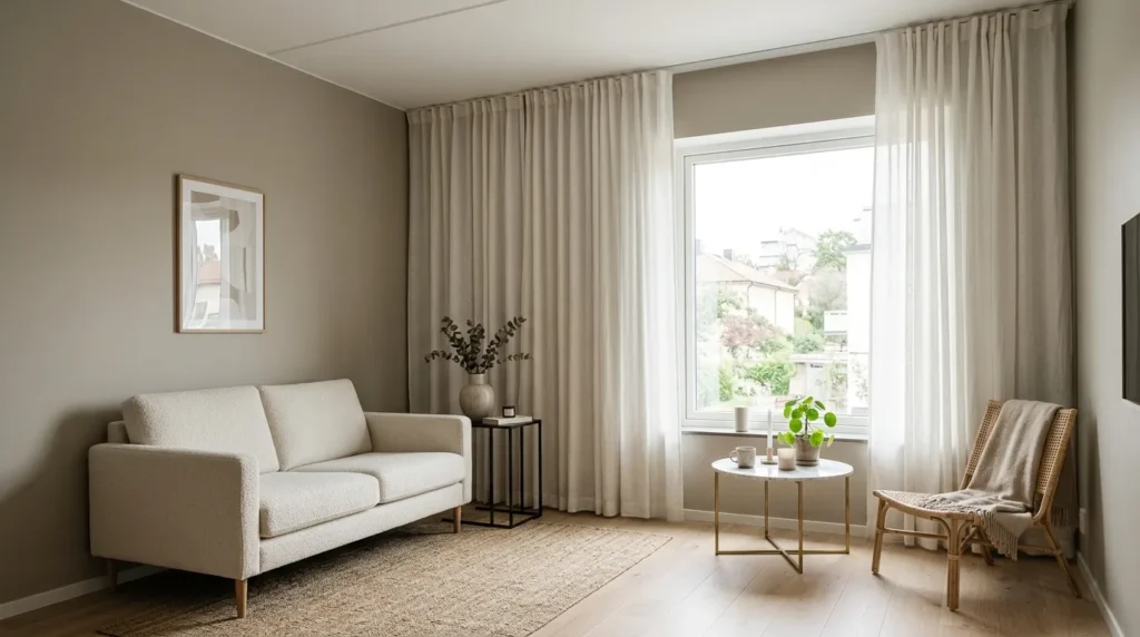 Keep window treatments simple and high