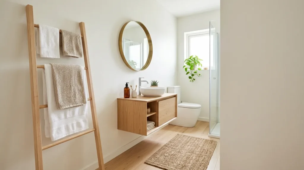 Mount a towel ladder or wall mounted rack