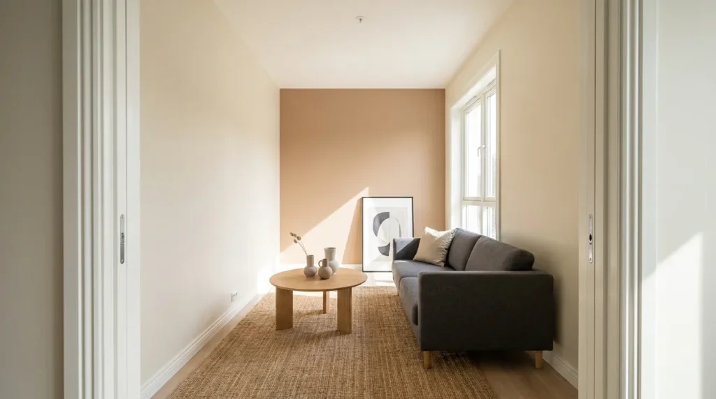 Paint a feature wall at the far end of the room