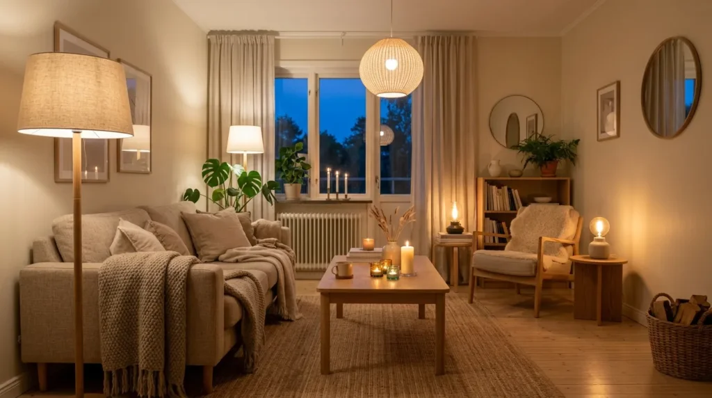 Prioritize warm, layered lighting