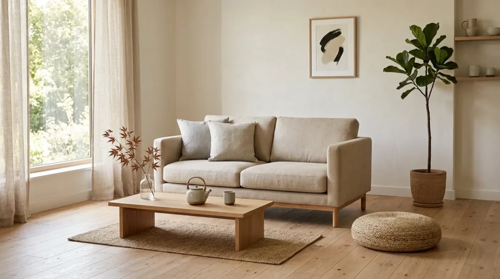Start with a low, grounded seating arrangement