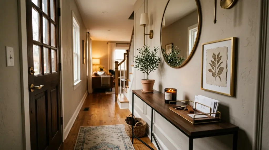 Treat the entryway like a hotel lobby