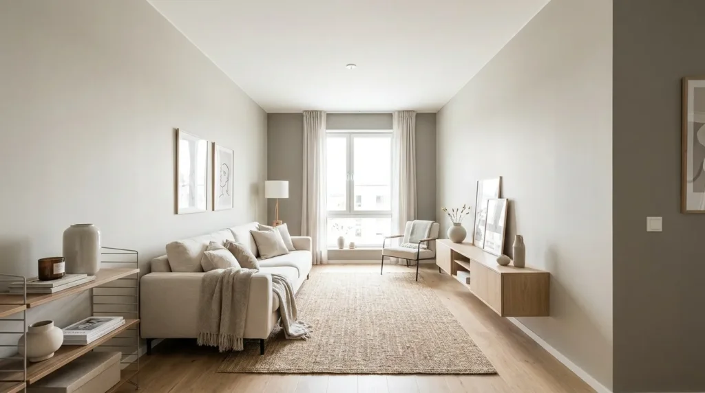 Try a vertical two tone to widen a narrow room