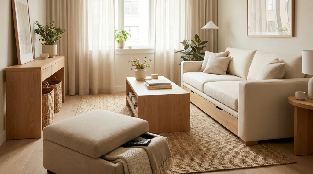 Use furniture with built in storage