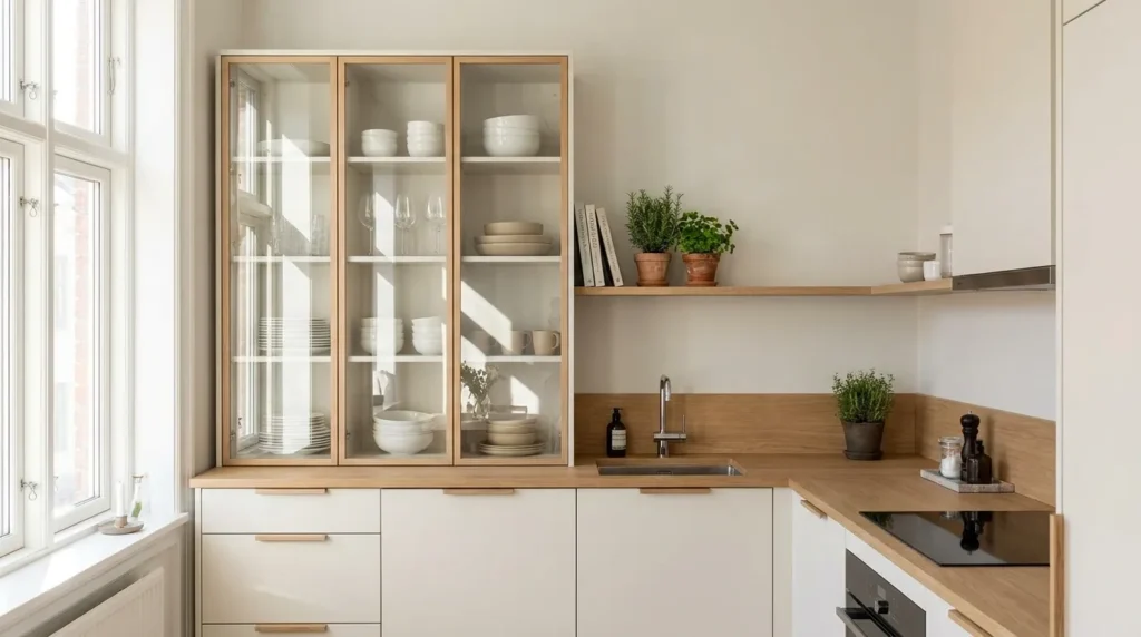 Use glass front cabinets strategically