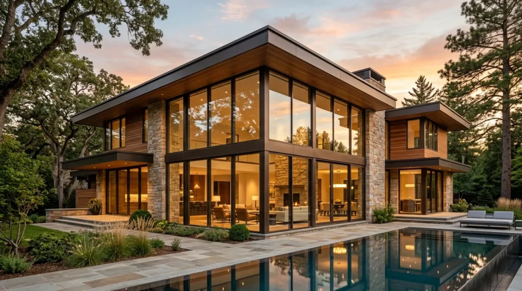 Use large format windows for transparency and light