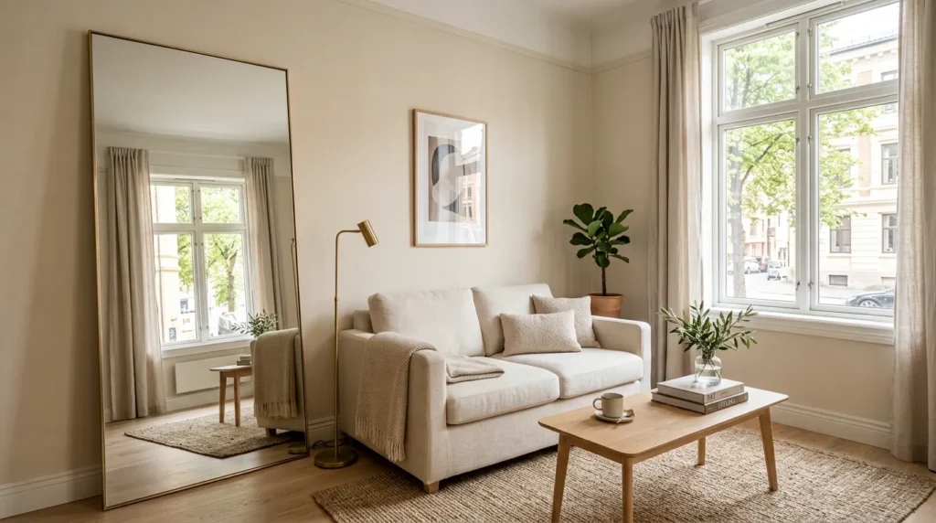 Use mirrors to expand the visual space