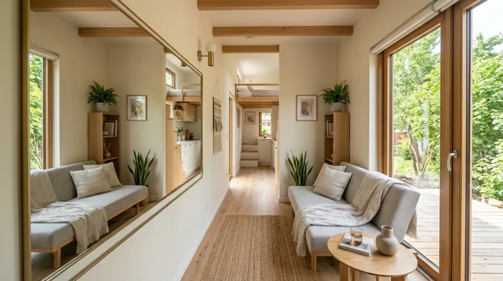 Use mirrors to expand the visual space