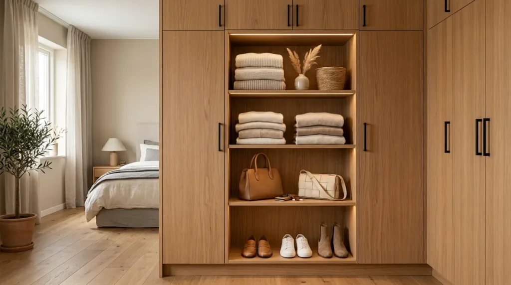Use open shelving for frequently worn items