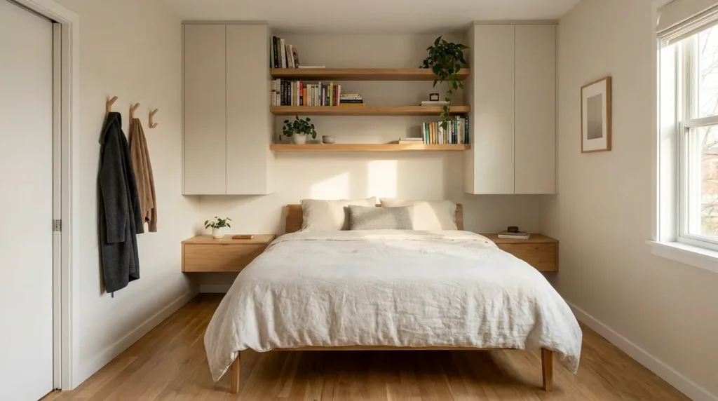 Use vertical space with wall mounted storage
