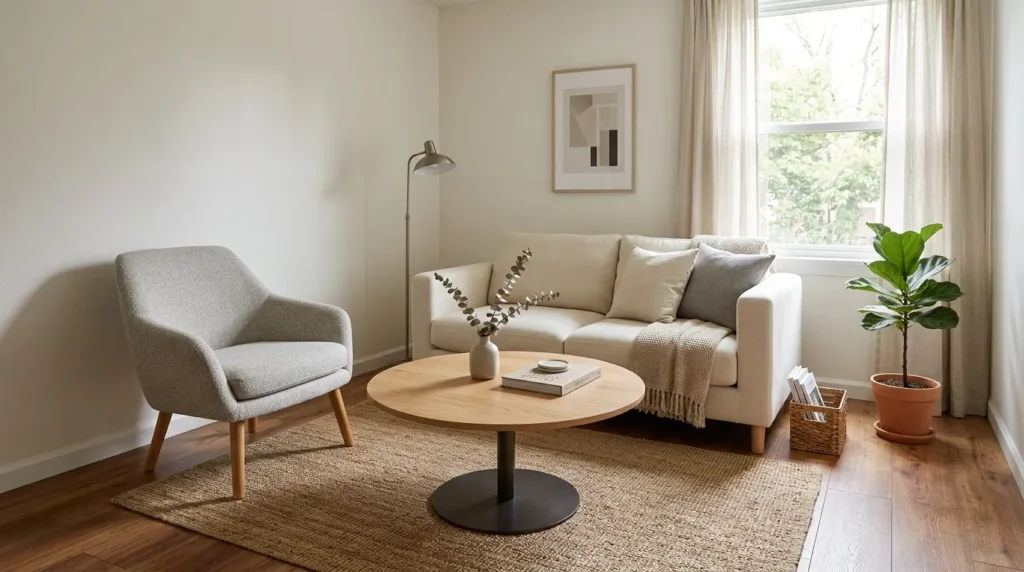Use a round coffee table for easier movement