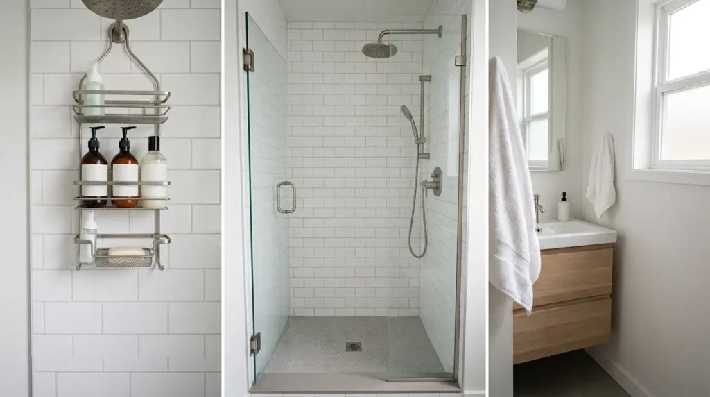 Use a shower caddy that hangs, not sits