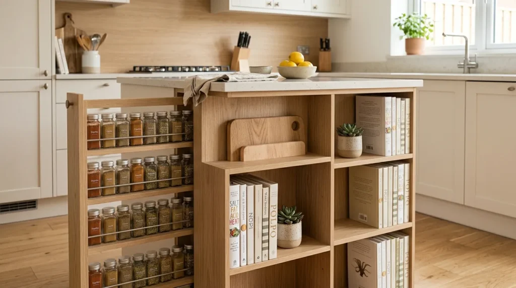 Use the end panels for vertical storage