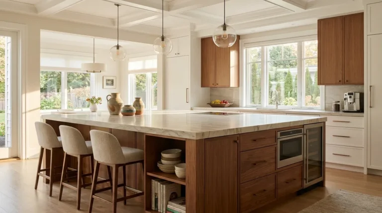 Kitchen island with seating and storage​