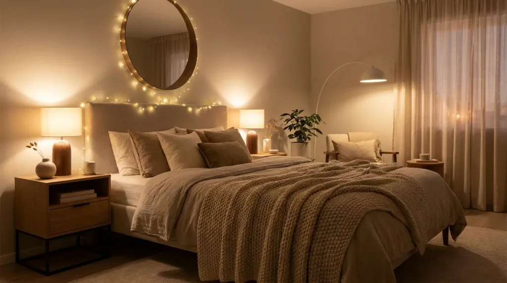 Add cozy lighting for a warm atmosphere
