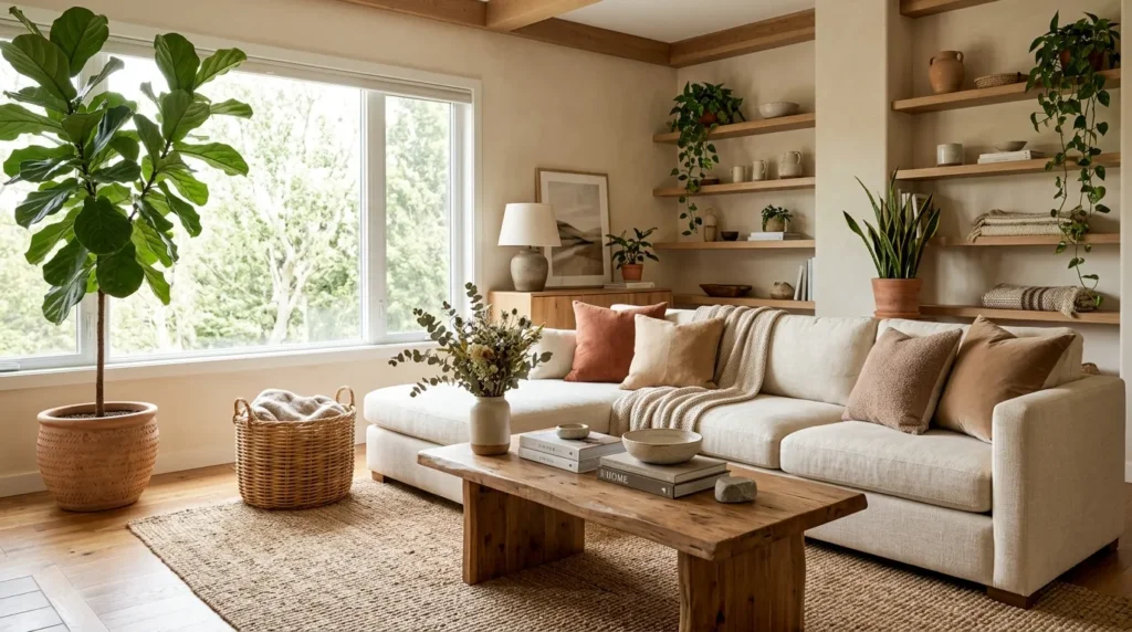 Add natural elements and warm colors