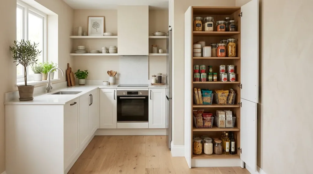 Add a freestanding pantry cabinet