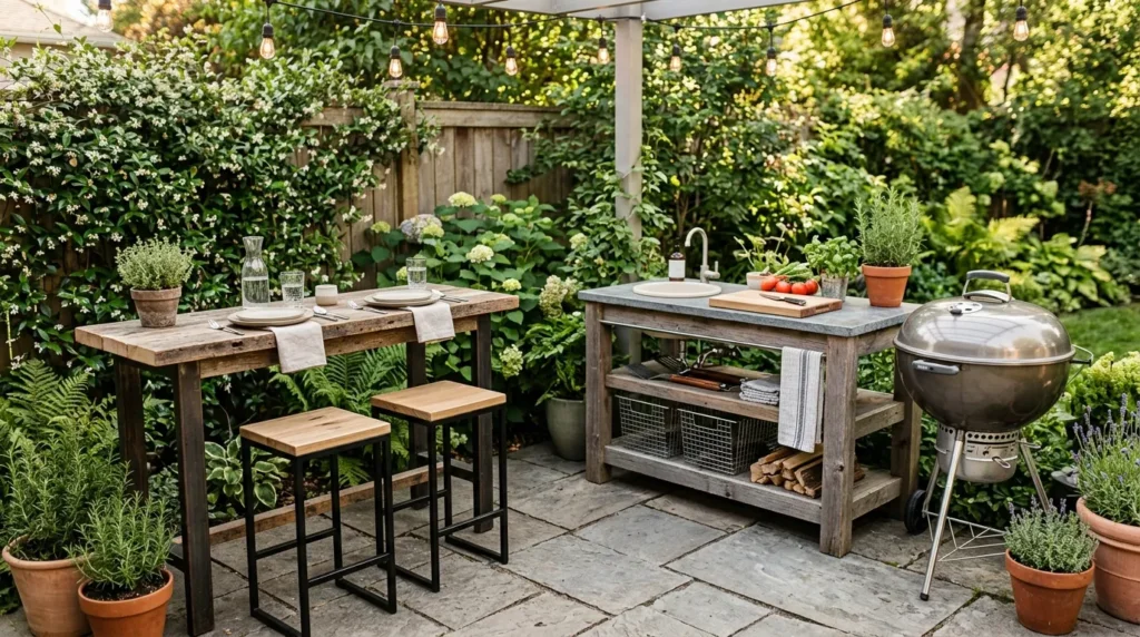 Add a simple bar height table for seating