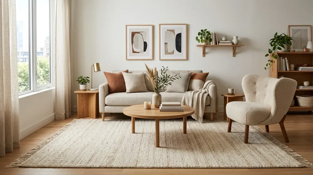 Add a statement rug in a lighter tone