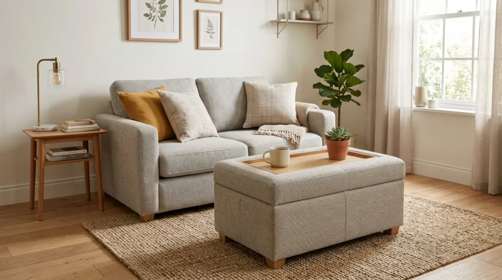 Add a storage ottoman for multi purpose function