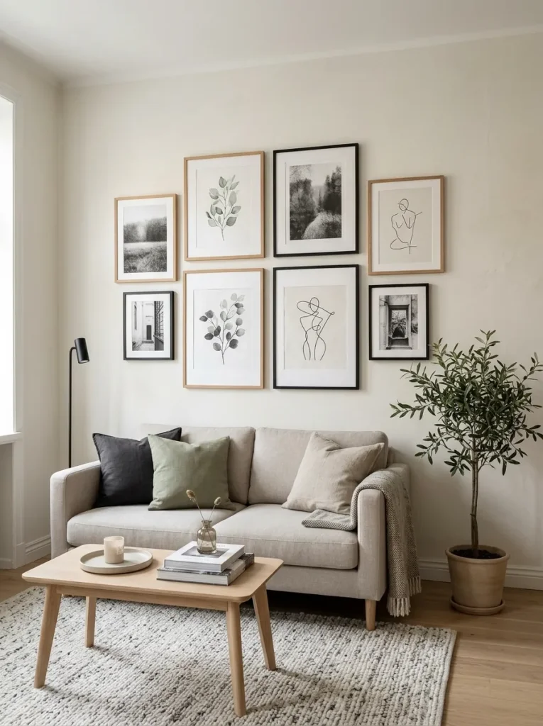 Build a gallery wall with light mats and frames