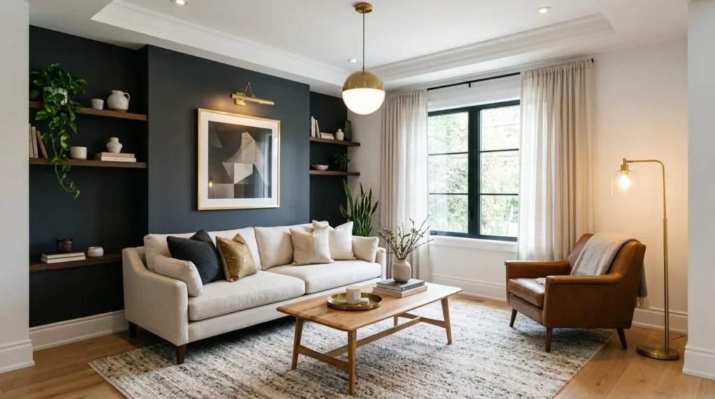 Charcoal gray as a grounding accent