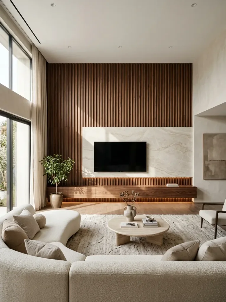 Create a fluted wood feature wall