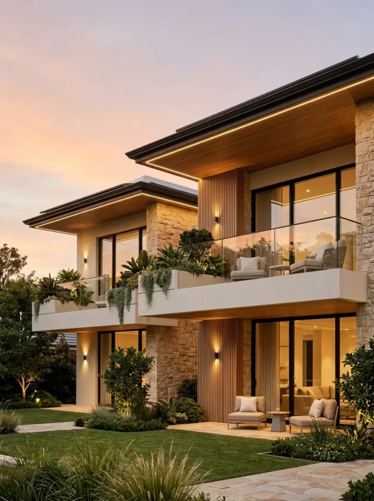Glass balconies and terraces with planters Glass balconies and terraces with planters