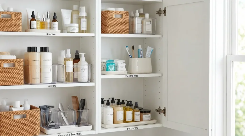 Group similar bathroom items together