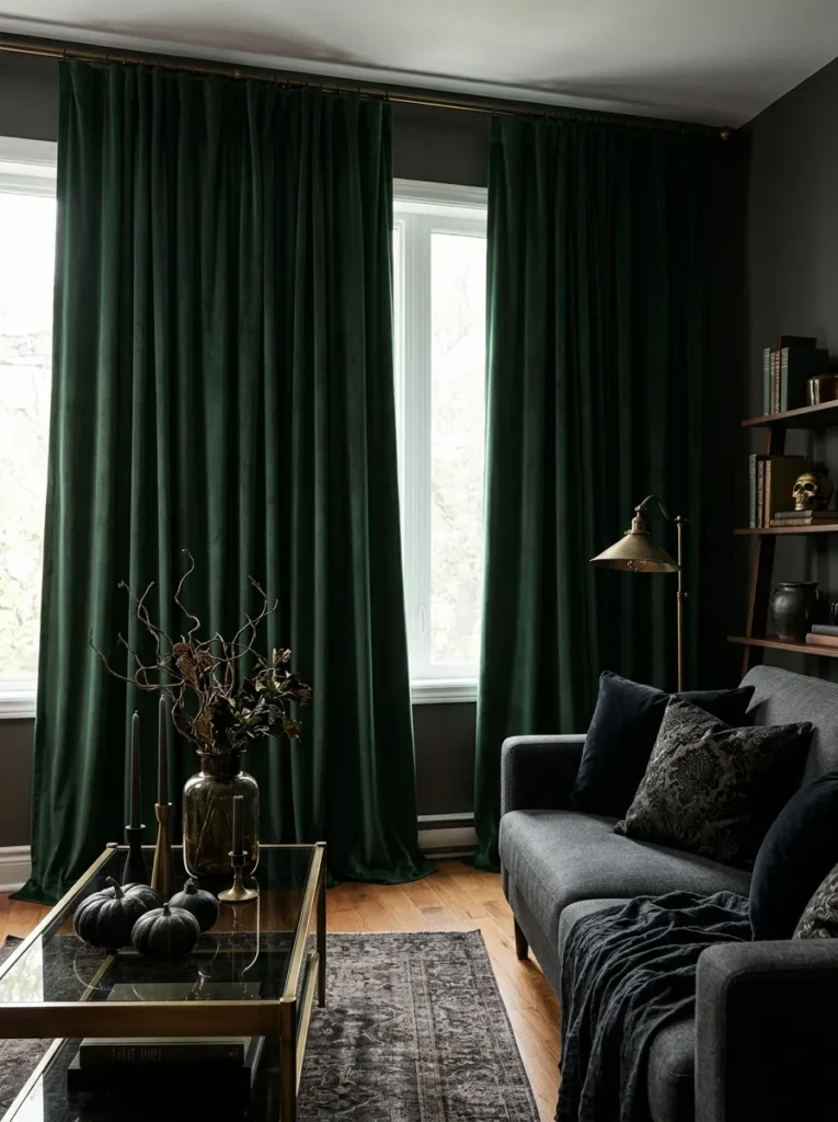 Hang curtains or drapes that add drama