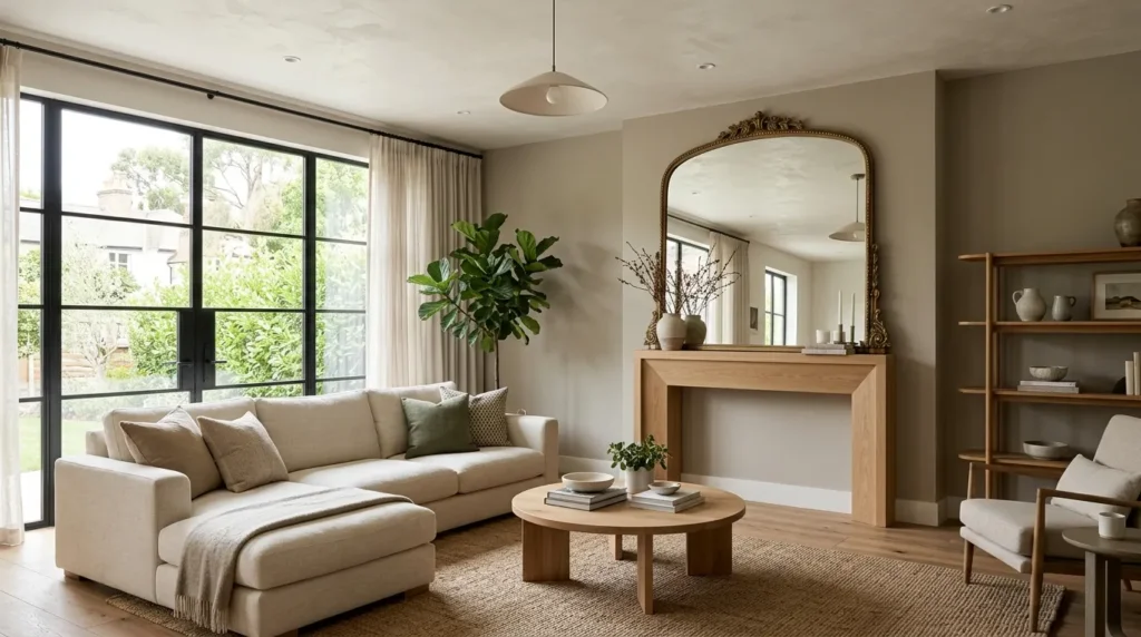 Hang a large statement mirror