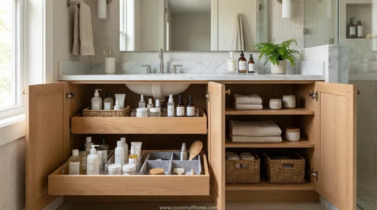 How to organize a bathroom cabinet for a clutter free space