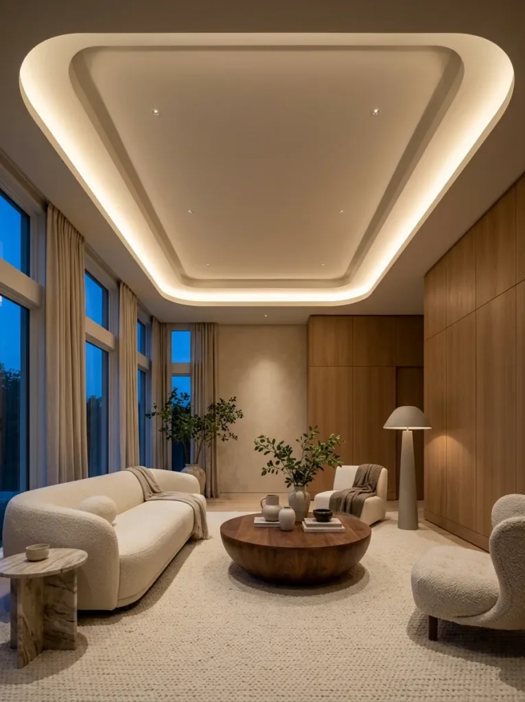 Layer cove lighting and soft ceiling details
