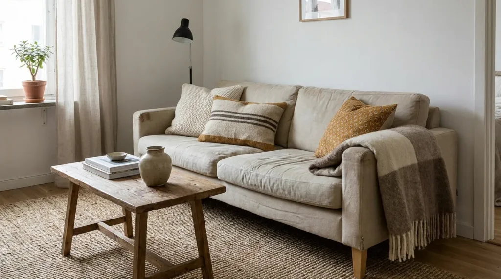 Layer textiles instead of buying new furniture