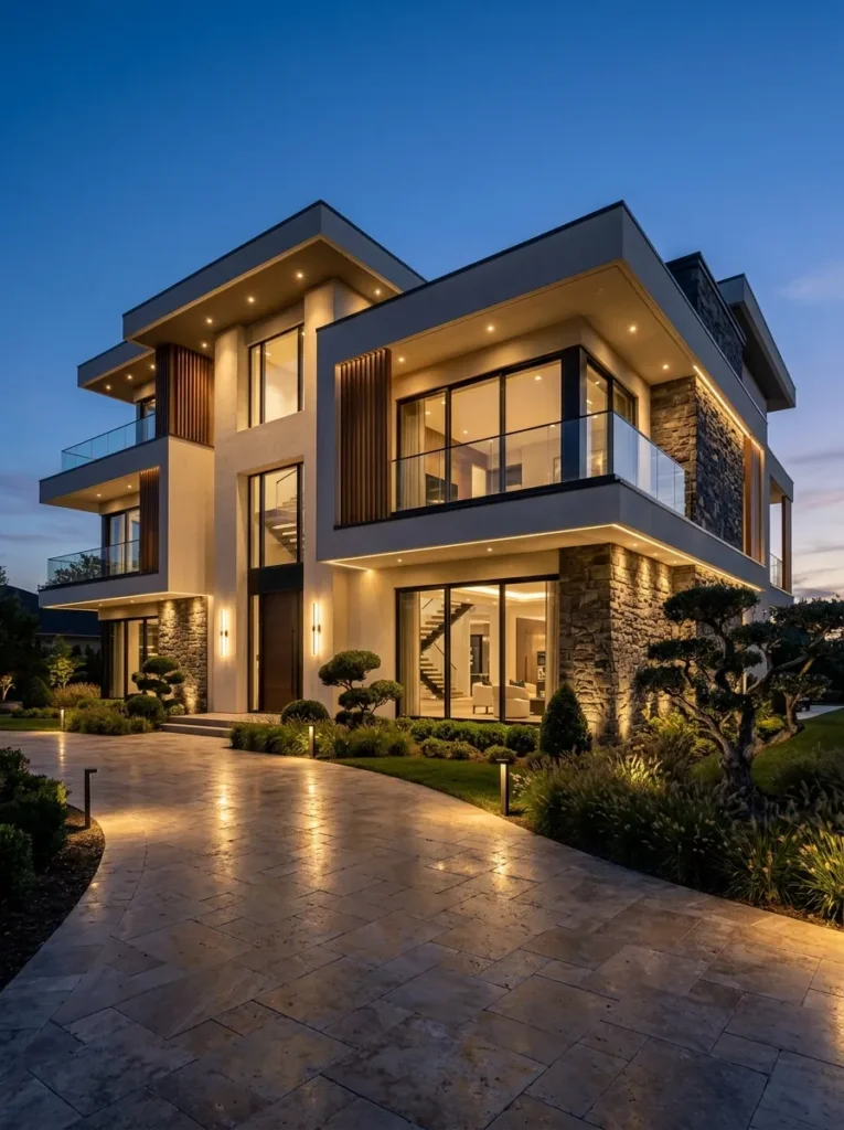 Layered exterior lighting Layered exterior lighting