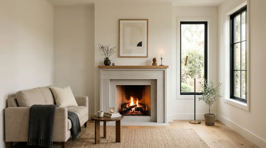 Let the fireplace replace extra decor