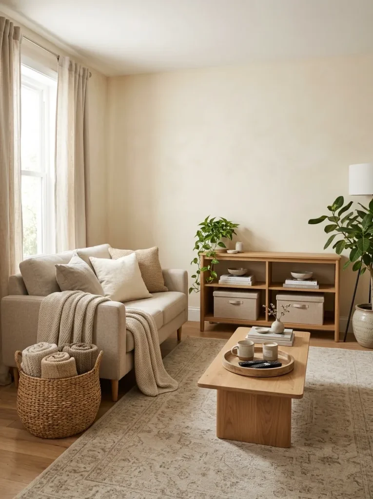 Make baskets and bins part of the decor