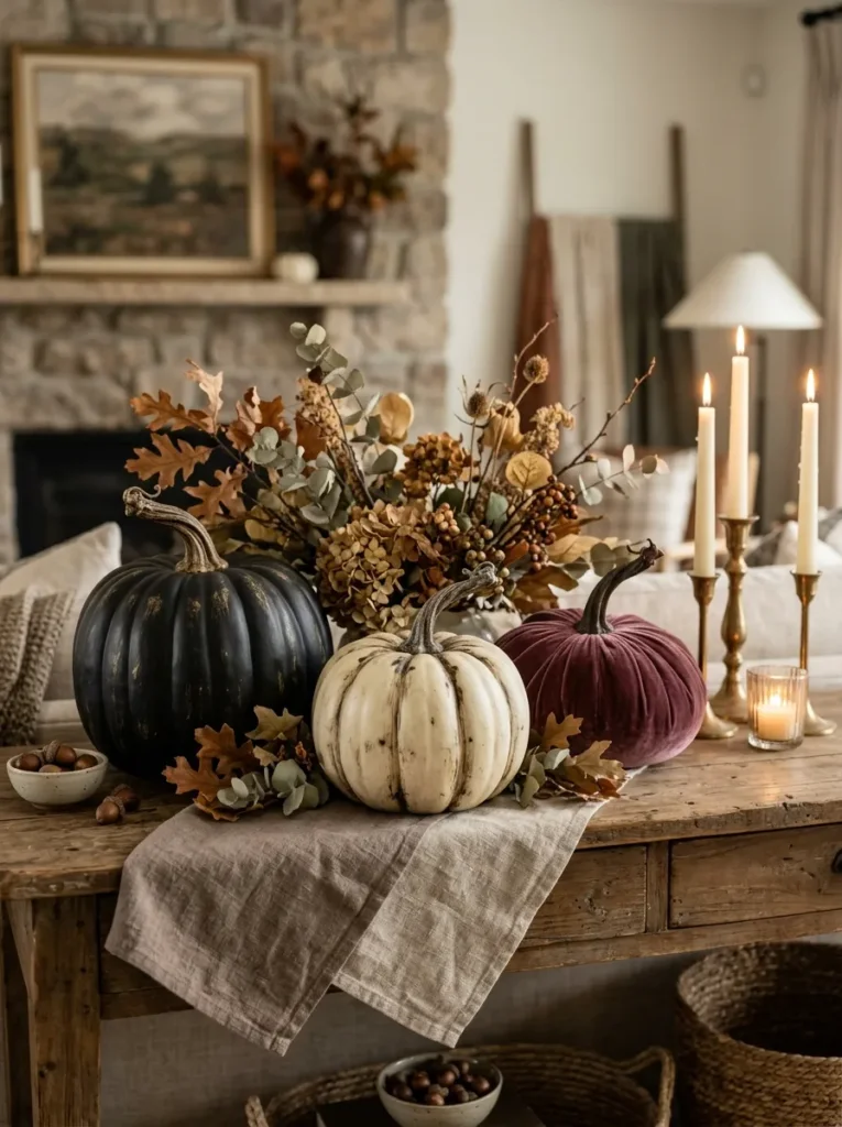Painted and aged pumpkins